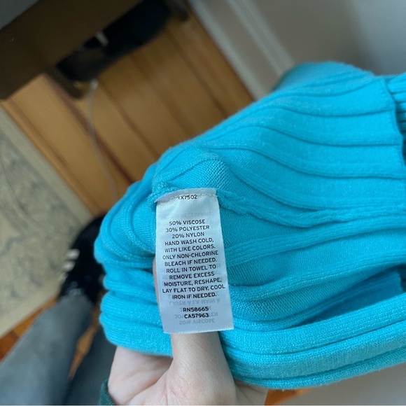 Open Edit Blue Ribbed Sweater Tank Low Back Midi Dress Sz Small - Picture 4 of 11